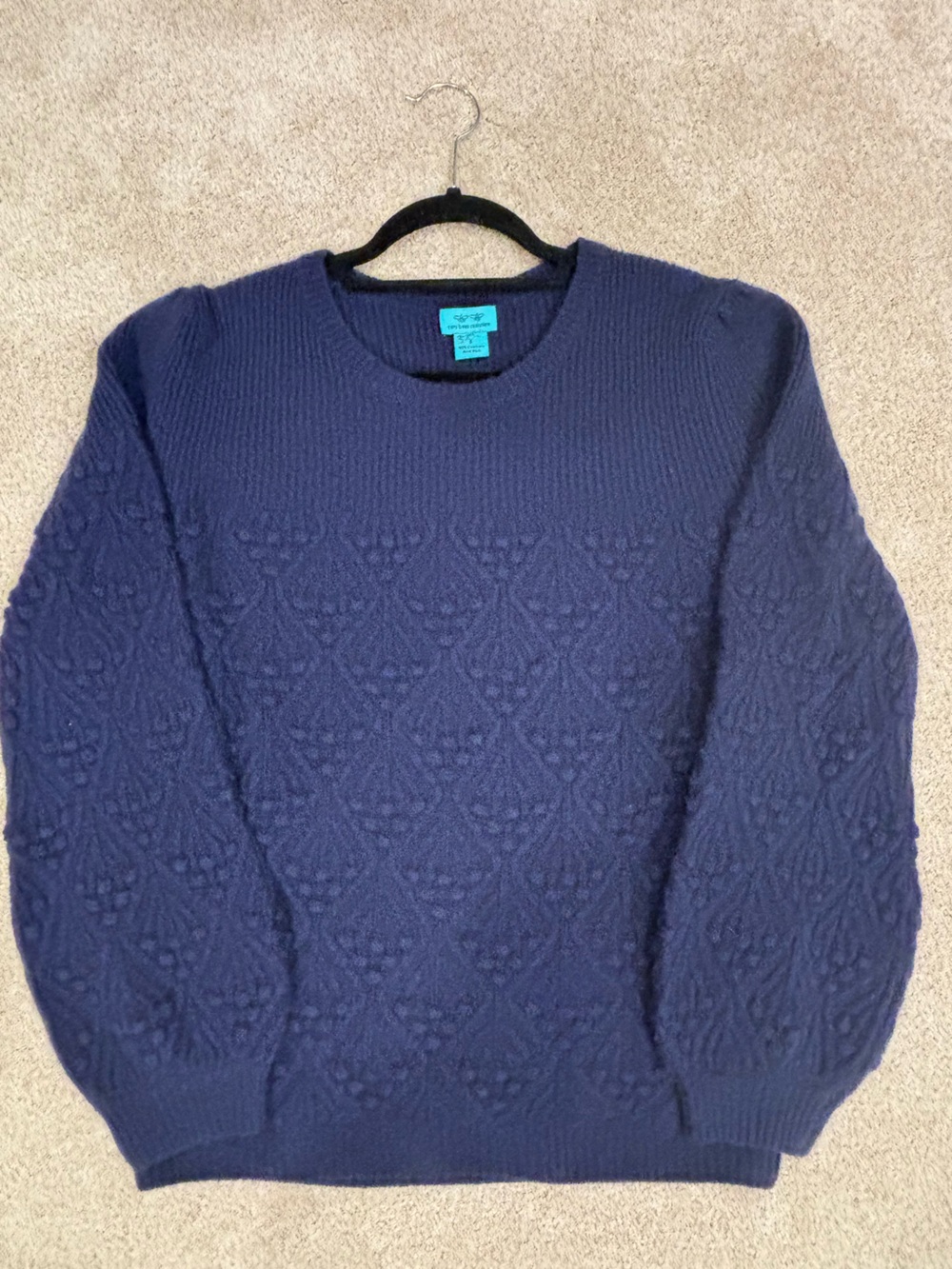Nautica Men's Dark Navy Diamond-Textured Crewneck Sweater
